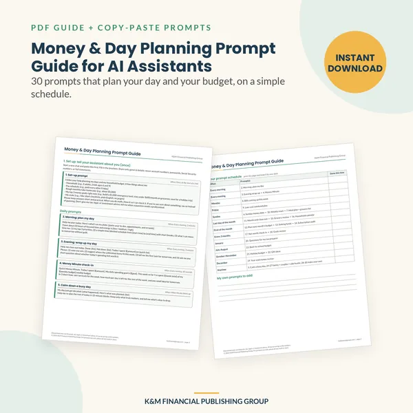Money & Day Planning Prompt Guide for AI Assistants: preview (mockup)